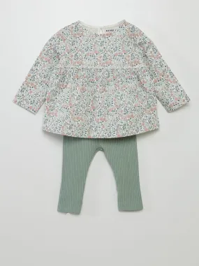 Completo t-shirt + leggings stampati - 2 pezzi - BIANCO