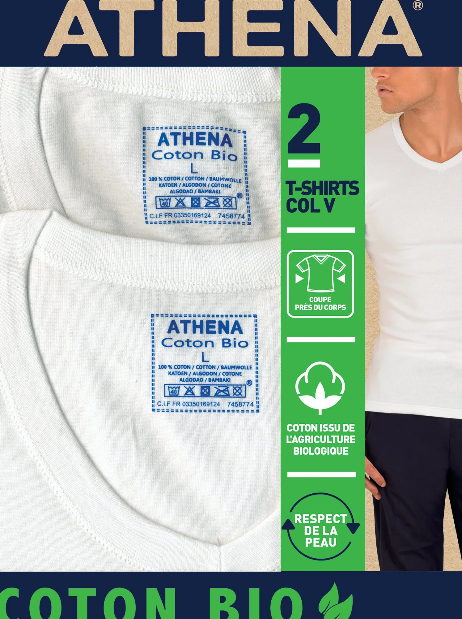 Set di 2 t-shirt 'Athena' in cotone - BIANCO