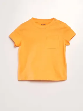 T-shirt a maniche corte con tasche - ARANCIONE