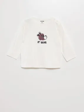 T-shirt maniche lunghe con stampa - BIANCO